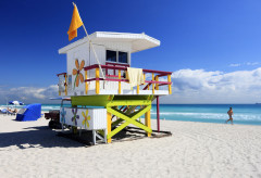 Rettungsschwimmer Station in South Beach in Miami Beach, Florida, USA